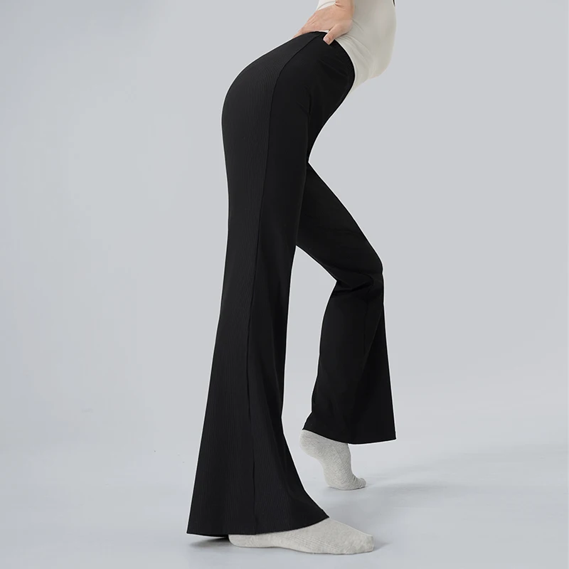 

Брюки-клеш для взрослых и женщин, черные брюки-клеш, нейлоновые брюки для фитнеса, гимнастики, брюки в вертикальную полоску