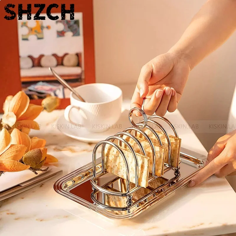 304 Stainless Steel Toast Rack Creative Western Food Serving Stand Rustproof Multi-Slice Display Holder