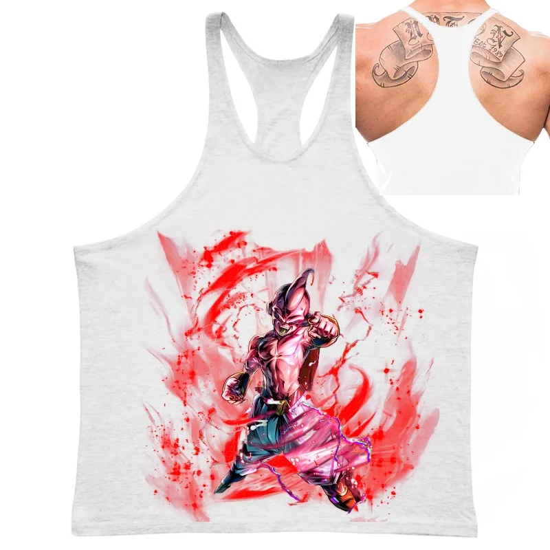Dragon Ball Z Majin Buu Frieza Camiseta sin mangas para gimnasio, sudadera deportiva para hombre, camiseta sin mangas transpirable de secado rápido, camiseta interior