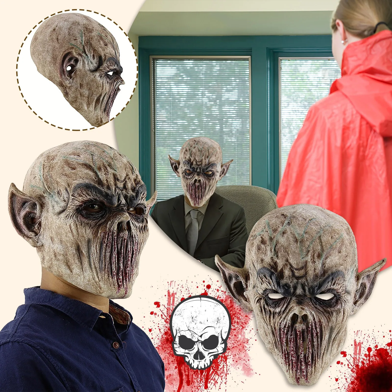 

Страшная маска на Хэллоуин, маска ужаса, дьявола, танцевальная вечеринка, маскарад, сценическое представление, потому что страшные биохимические шапки с изображением инопланетянина, маска, реквизит