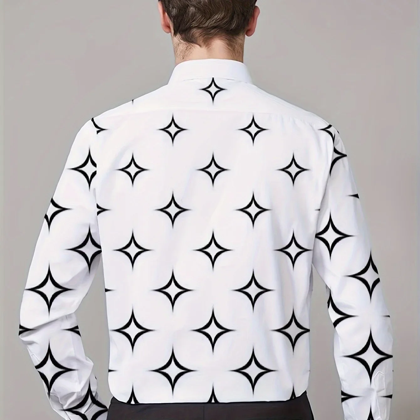 

Men's Autumn New Long Sleeved Top Black Star Long Sleeved Casual Shirt