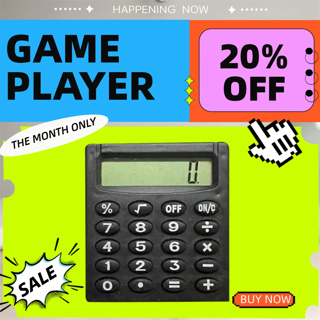 Calculadora Mini de Bolso em Estilo Cartoon, Calculadora Portátil com Baterias de Moeda, Calculadora Pequena Quadrada