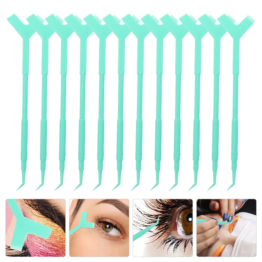 

12 Pcs Portable False Eyelash Y-shaped Brush Glue Buddy Grafted Eyelashes Tool