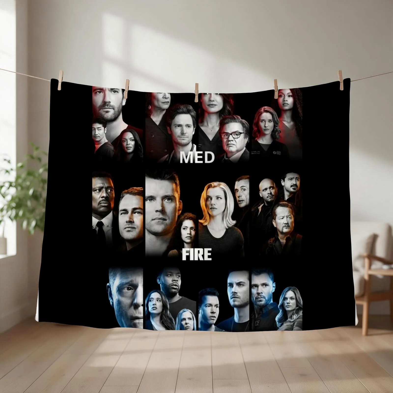 fire pd med Throw Blanket couch cozy soft plush fuzzy picnic outdoor blanket
