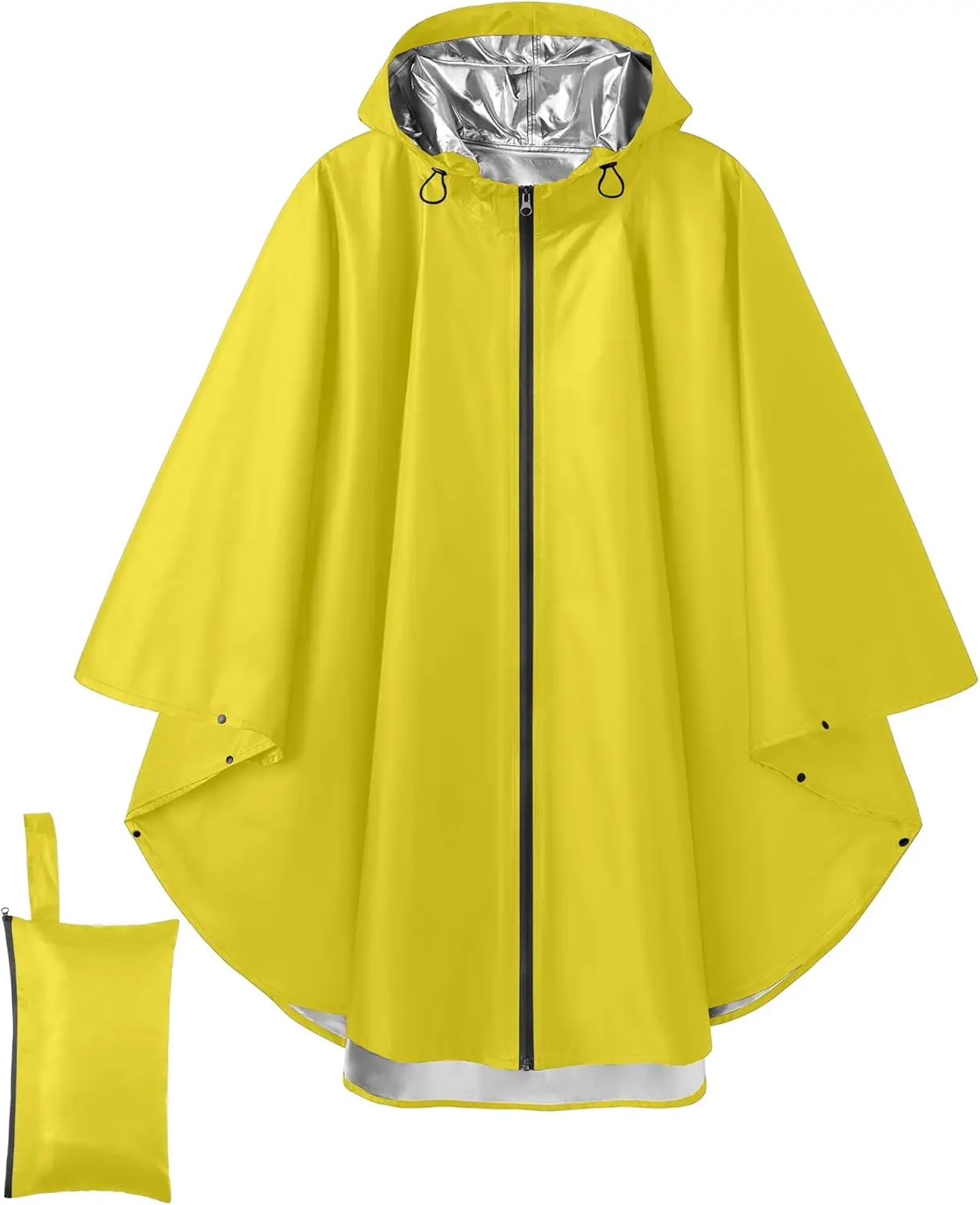 

Lightweight Waterproof Rain Jacket with Hood, Full Zip Packable for Hiking Camping Adults