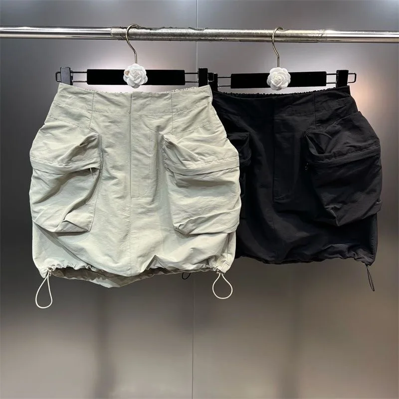 

Юбка для девочек в американском стиле, рабочая одежда на шнуровке, Новинка осени 2024, Стильная Милая и крутая универсальная однотонная Короткая юбка для детей, трендовая