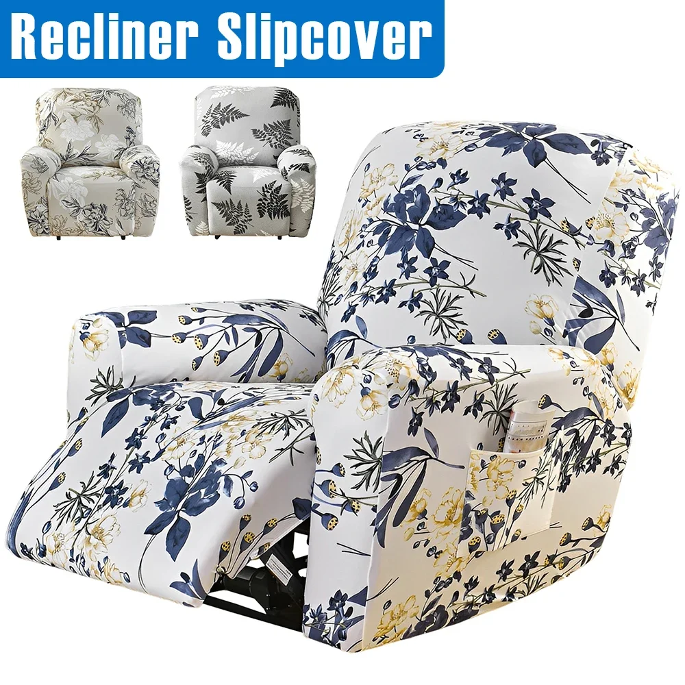 Stretch Recliner Slipcover Single Sofa Protective Cover with Pocket Fully Wrapped Seat Dust Cover Furniture Decoration for Home