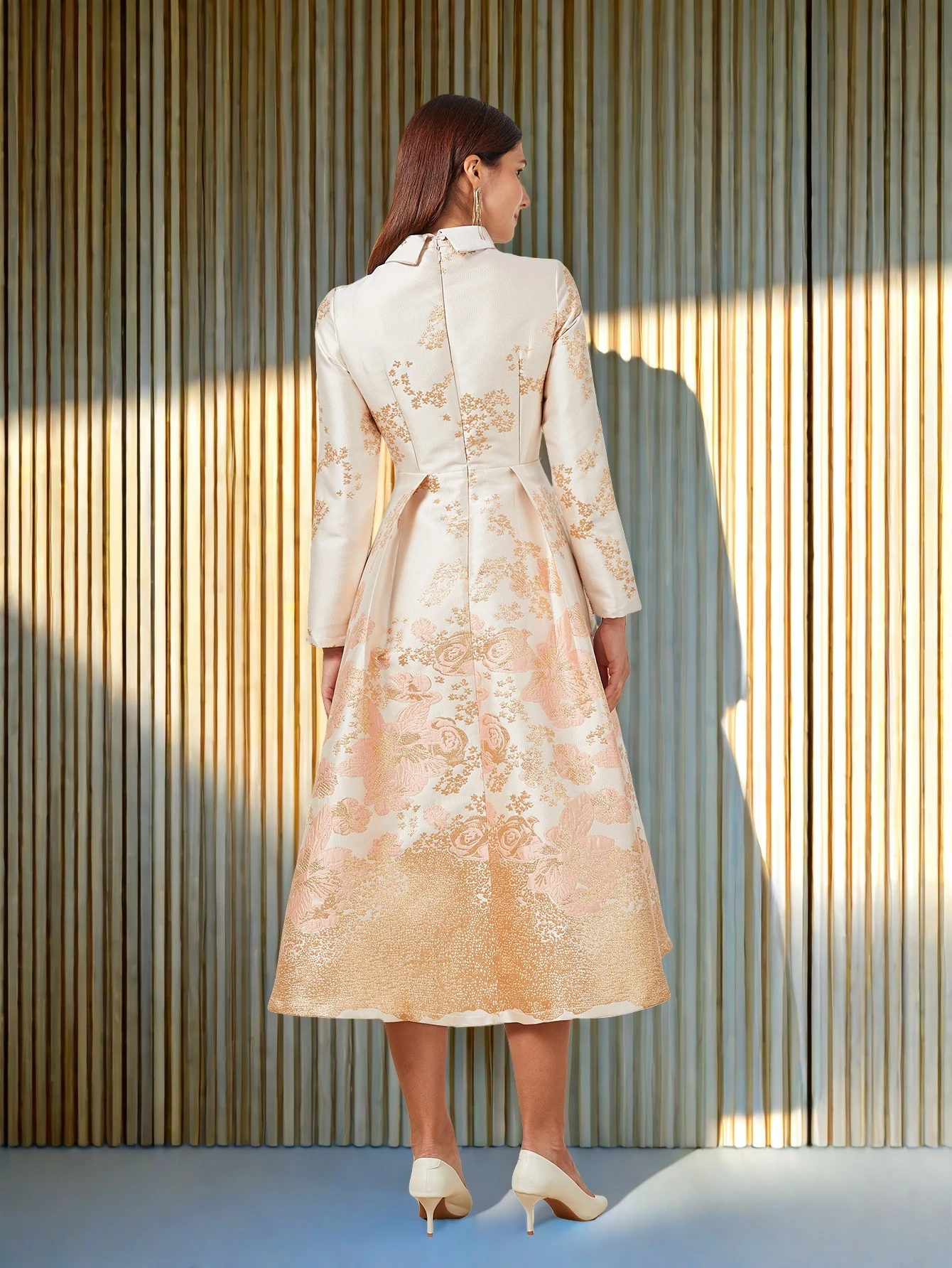 DEVCHATA Abiti lunghi lunghi lunghi jacquard eleganti da donna Abito da ballo floreale con risvolto di lusso Moda Nuovo arrivo Vestido da sera