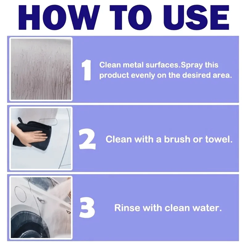 100ml Rust Spray - Easy-to-Use, Antifrust Maintenance Formula for All Car Models, Cleans Paint & Wheel Hubs, Oxidation Cleaner