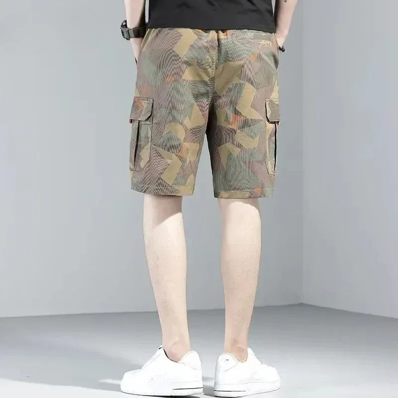 Short Cargo vert Camouflage pour hommes, pantalon court pour le travail, extensible, Harajuku, ample, décontracté, vêtements confortables et élégants, nouvelle collection