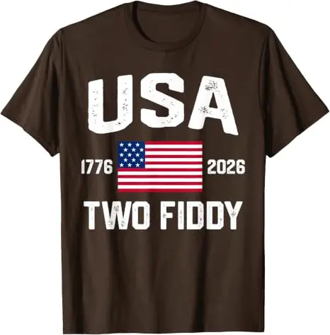 Two Fiddy 2 Fiddy 250th Anniversary 4th of July T-Shirt Y2k USA Proud Patriotic Graphic Saying Tee Neuheitsgeschenk Streetwear Tops – Detail 10