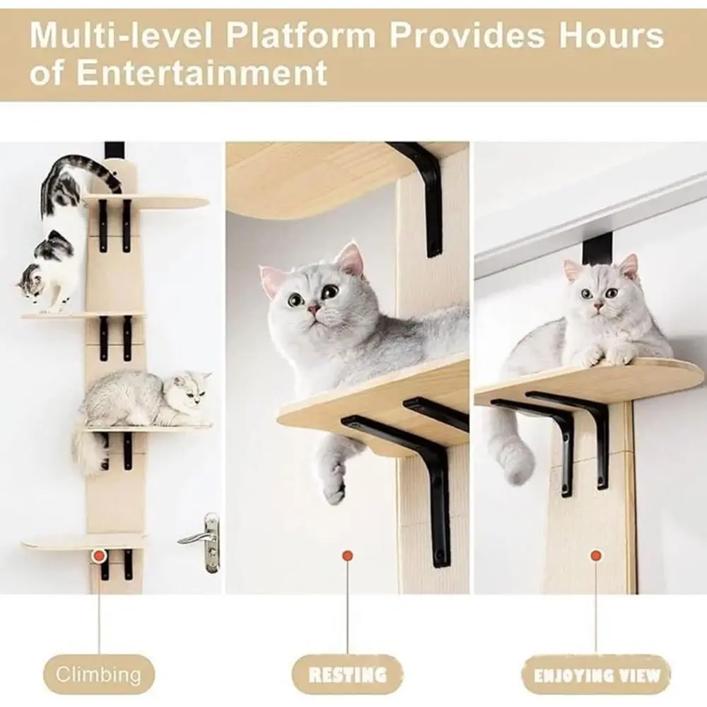 Настенная лестница для кошек со съемным ковриком, домашним кошачьим деревом и дверной подвесной полкой для скалолазания