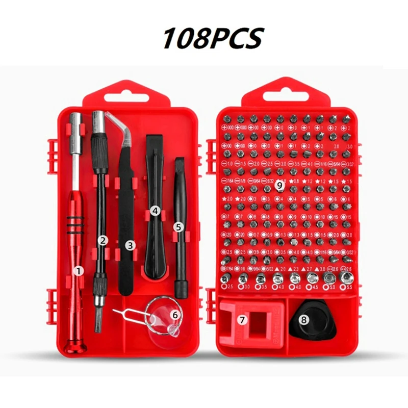 

108 PCS Screwdriver Set As Shown Steel Precision Plum Triangle Screwdriver Screwdriver Mobile Phone Maintenance Tool Box Set