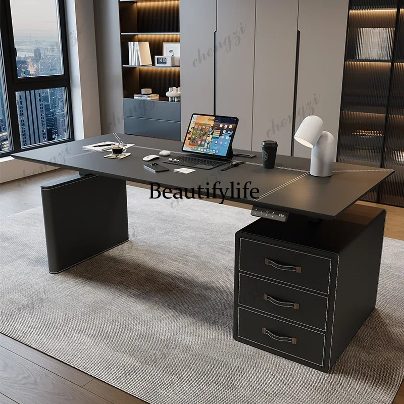 Electric lifting intelligent office desk Storage computer desk Standing learning e-sports table