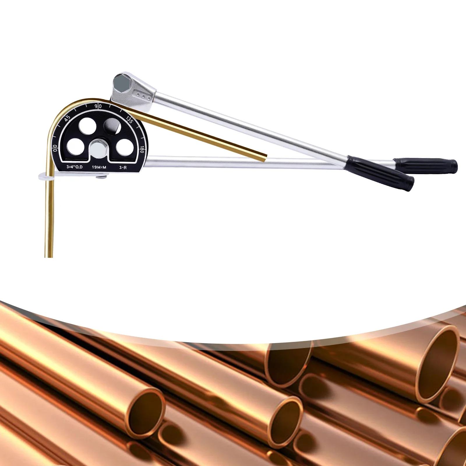 3/4 بوصة دليل أنبوب ثني الأنابيب 19 مم 0 ~ 180 °   للتبريد أدوات السباكة النحاسية والألومنيوم أداة ثني الأنابيب ذات الرافعة الطويلة #3