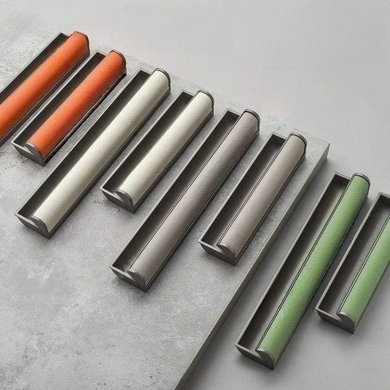 Leather Concealed Handles Wardrobe Sliding Door Invisible Handles Embedded Knobs Drawer Cabinet Groove Hidden Buckle Door Pulls