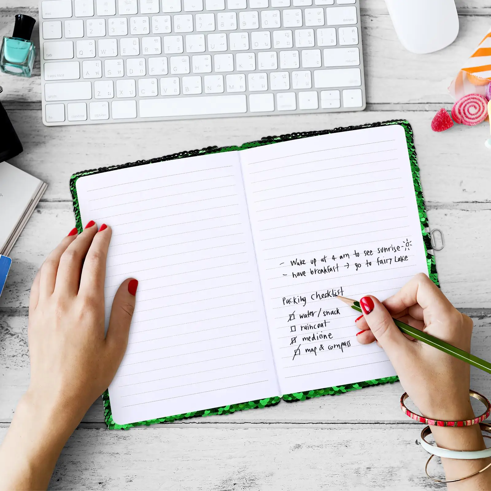 Football Notebook with Lock Sequin Notepad Table Diary Journal Office Notebooks