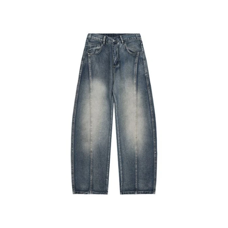 Men's Jeans Versatile High Street Pants American Style Patchwork Retro New Autumn Straight Tube Loose Casual Washed Pants
