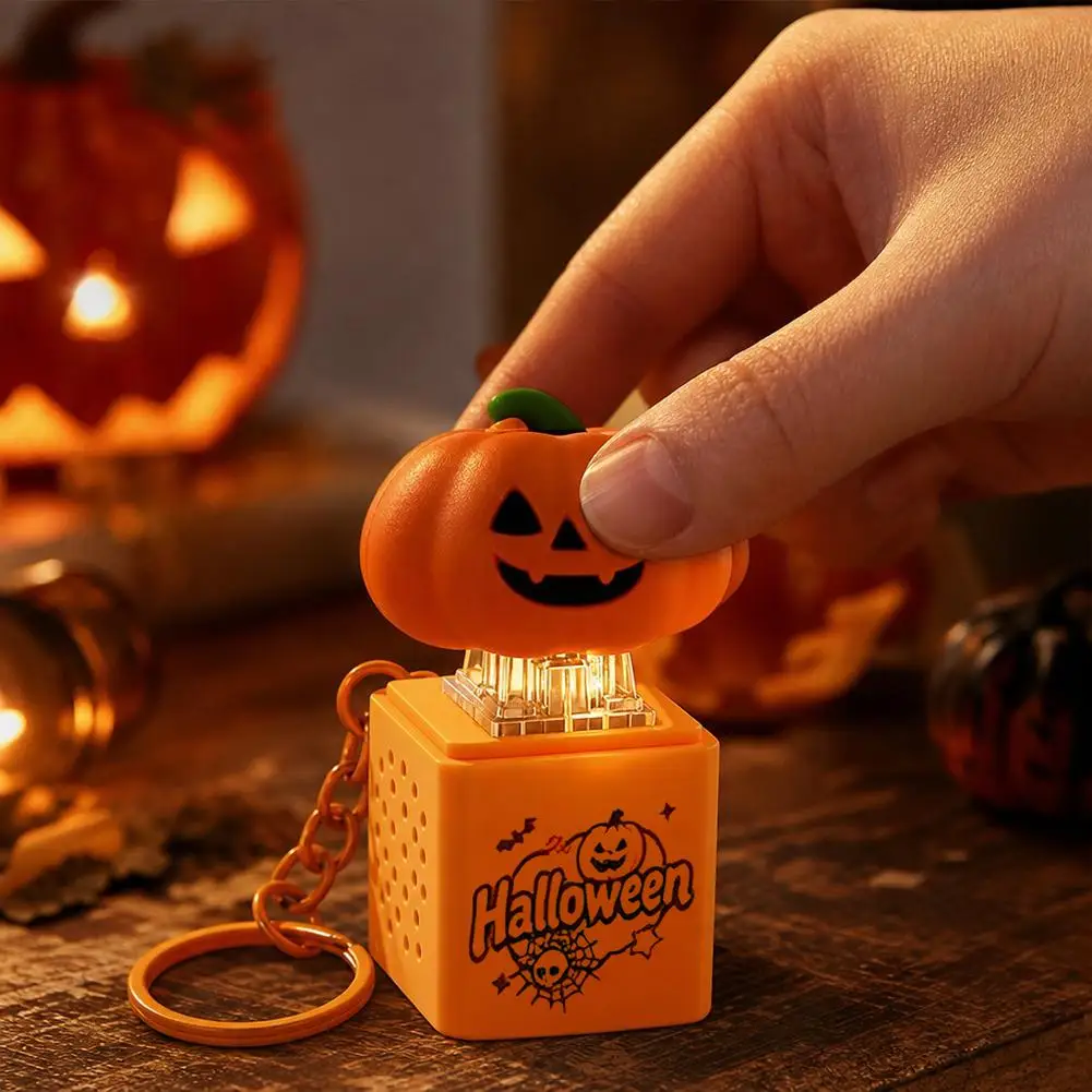 Spooky Skull Head Fidget Clicker Keychain With Glowing Light And Sound For Halloween Decor Sensory Stress Relief Toy Gift Idea