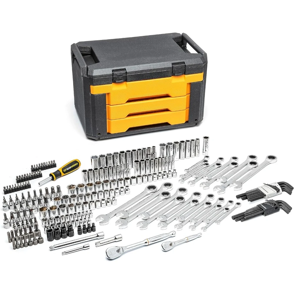 

232 Piece Mechanics Tool Set in 3 Drawer Storage Box | 80944 waterproof case tool box with wheels tool box