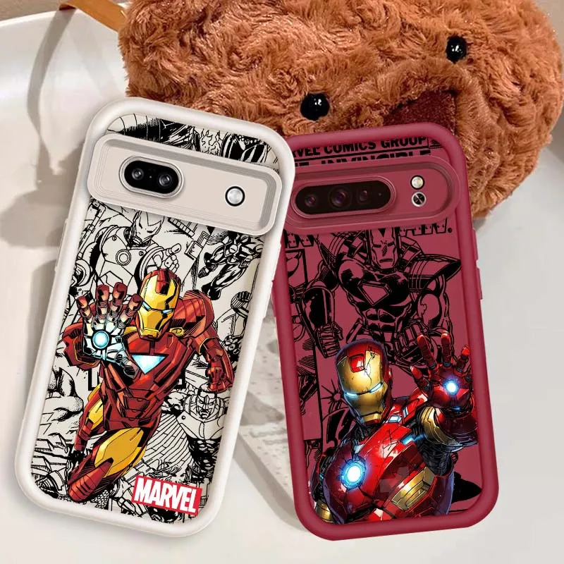 

Marvel Iron Man Art For Google Pixel 9 8A 8 7 7A Pro XL 5G Eye Ladder Soft TPU Shockproof Cover