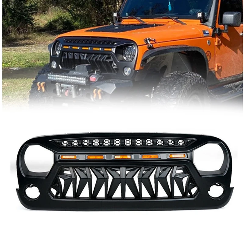 Front Grill For JEEP WRANGLER Jk Accessories 4x4 Offroad Grille With Light Factory Exterior Parts 2007-2017