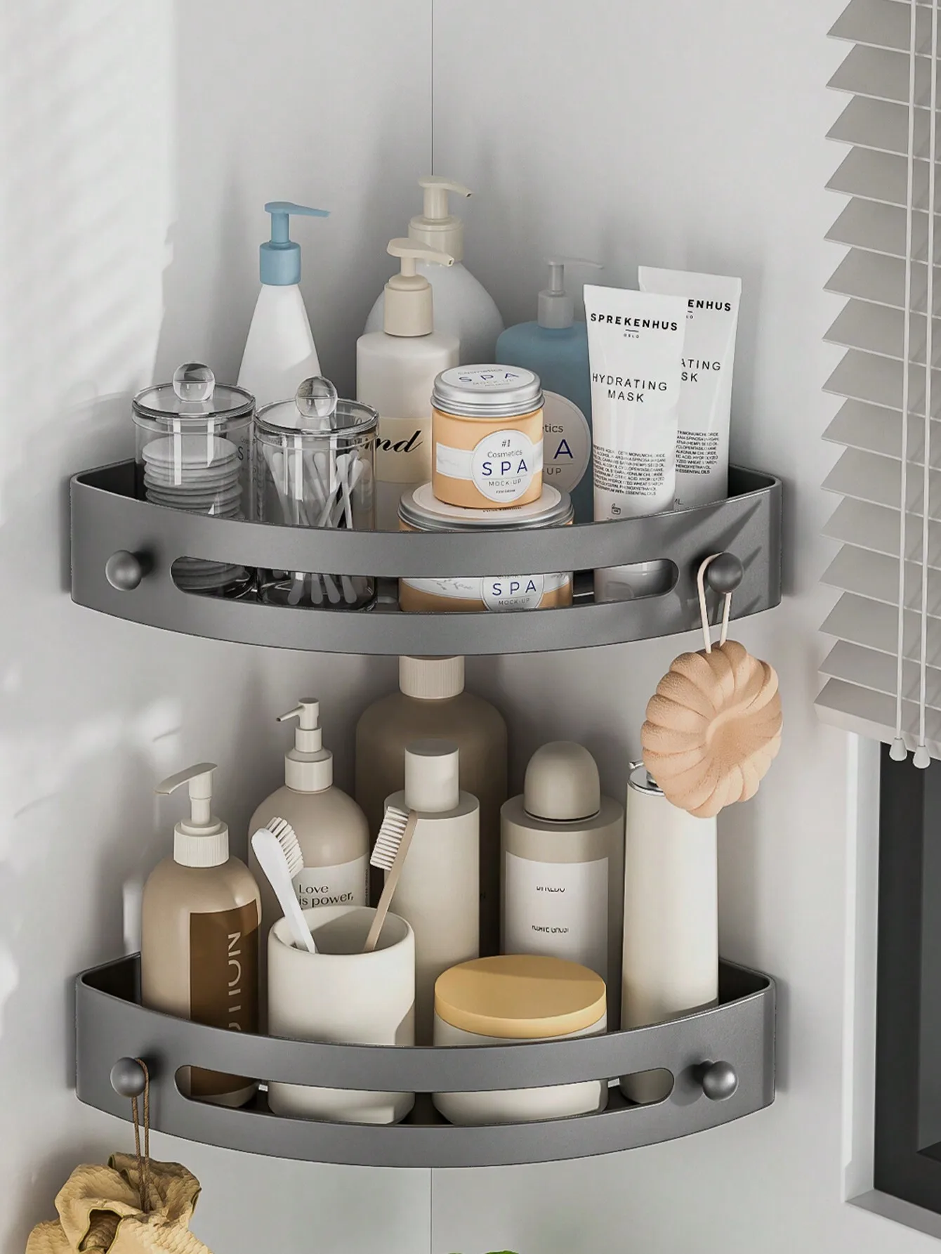 

1/2PCS Drill-Free Triangular Plastic Shower Caddy - Bathroom & Home Storage Organizer