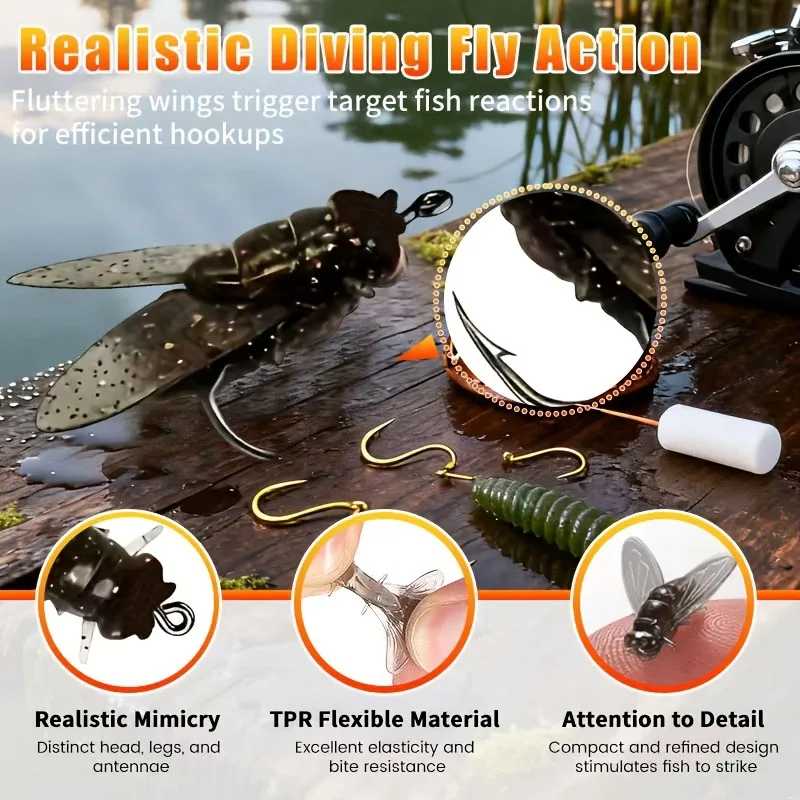 طعم صيد مرن على طراز TPR | 3 مقاسات، 3 موديلات | قابلة لإعادة الاستخدام، مقاومة للعض ومقاومة للسحب للغاية #3