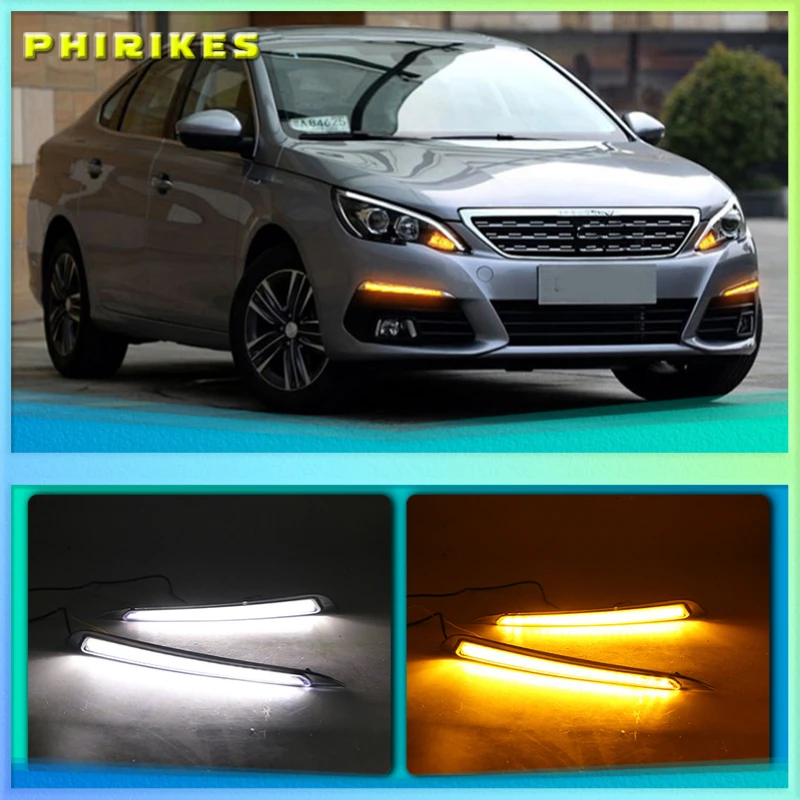 

2Pcs Daylight For Peugeot 308 2016 2017 DRL Daytime Running Lights fog lamp cover headlight 12V Daylight