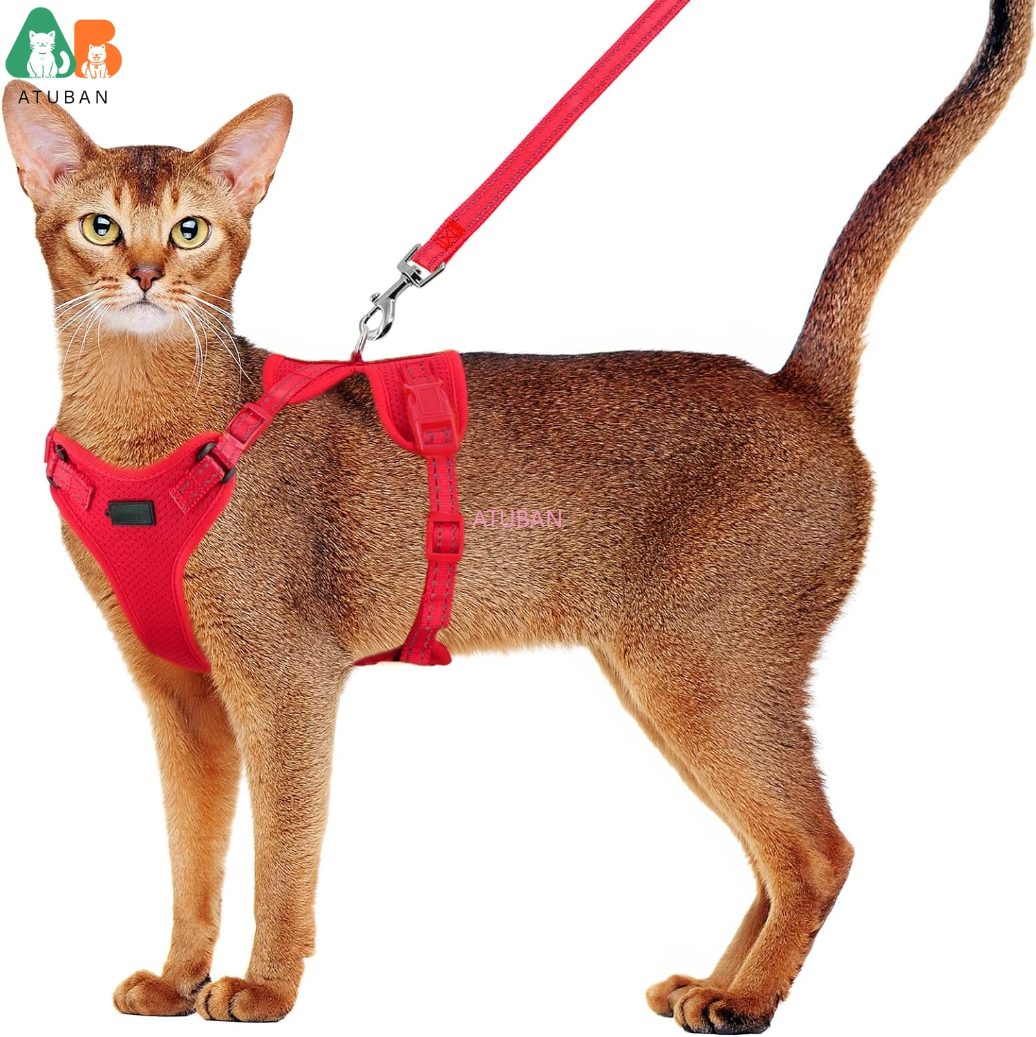 

Cat Harness and Leash Set,Upgraded Escape Proof Adjustable Kitten Vest for Cat Outdoor Walking,Reflective Strips for Dark Night