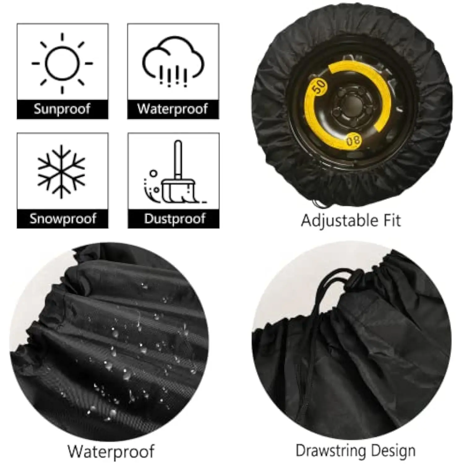 Mountain Biking Landscape Thick Tire Cover Polyester Spare Wheel Protector for RV Trailer SUV Dustproof