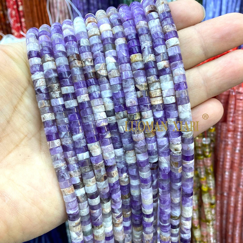 3x6MM Rondelle Natural Stone Amethyst Jade Agate Quartz Loose Spacer Beads for Jewelry Making DIY Bracelet Charms Accessories