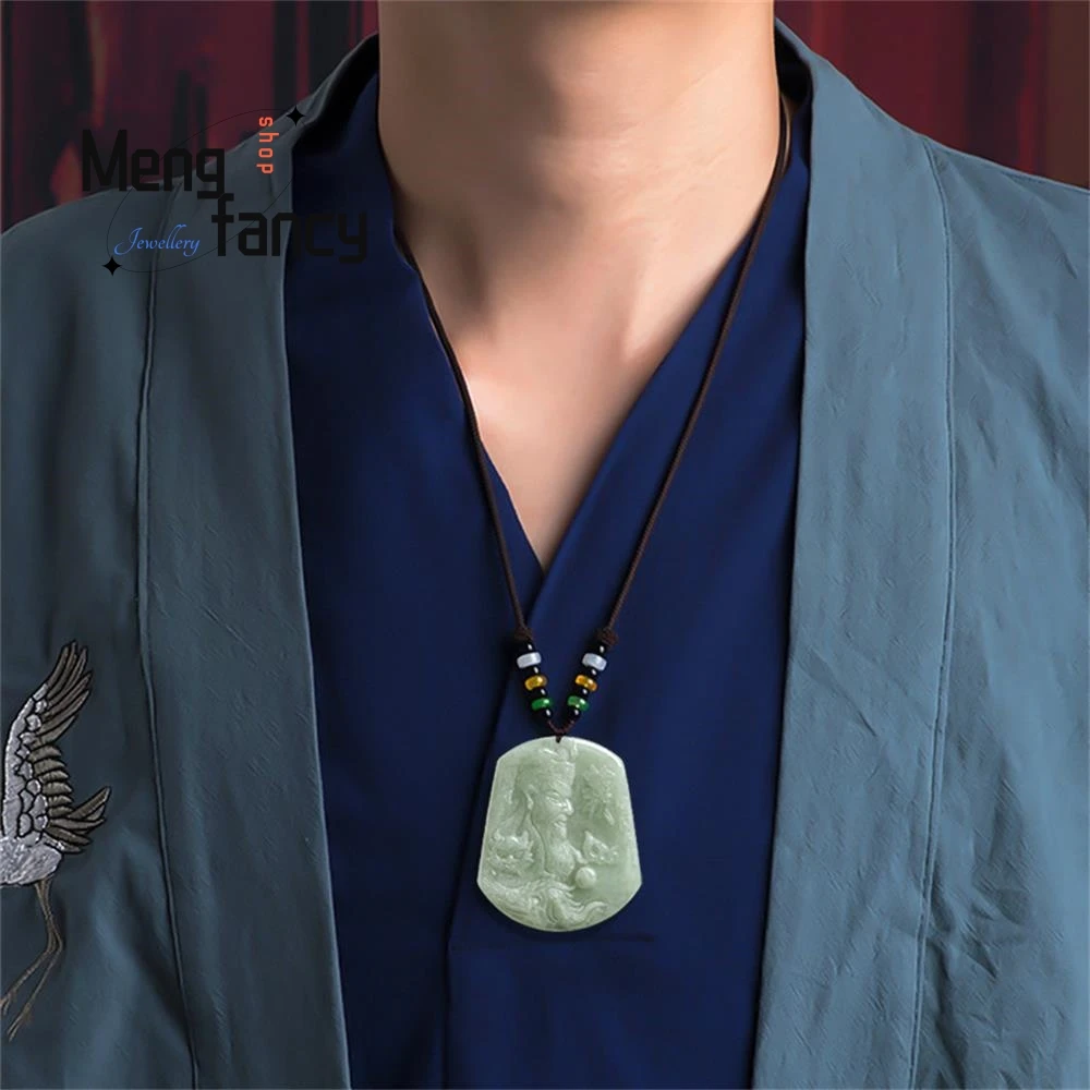 البورمية الطبيعية A-الصف الجاديت الفول متنوعة قوان قونغ الصواعق رقيقة مثل الغيوم قلادة من اليشم موضة غرامة مجوهرات