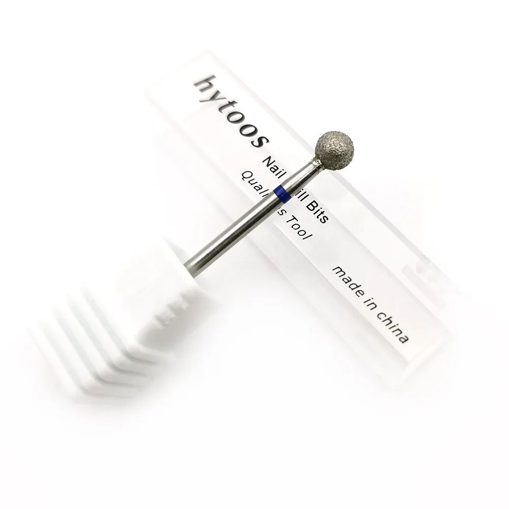 HYTOOS 5,0mm Brocas de clavos de bola de diamante fino Cutícula Burr Russian Mills taladro eléctrico para manicura
