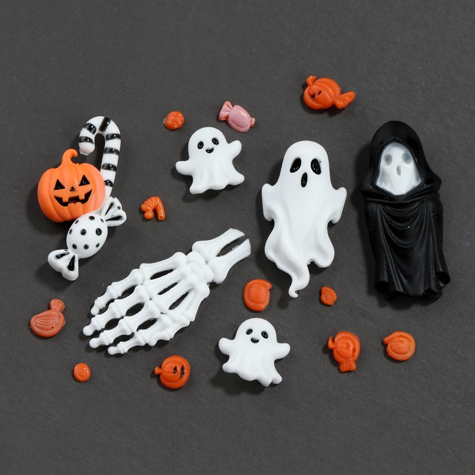 1 Stück Cartoon Kawaii Geister-Nagelstempel Horror Kürbis Spinnennetz Skelett Hand Nagelschablonen Y2K Halloween Maniküre-Werkzeuge – Detail 9