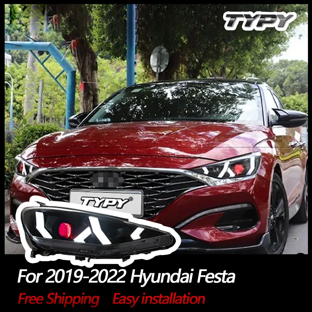 

Автомобильные фары TYPY для Hyundai Festa 2019-2022 светодиодный, автомобильные лампы, дневные ходовые огни, динамические Сигналы поворота, автомобильные аксессуары