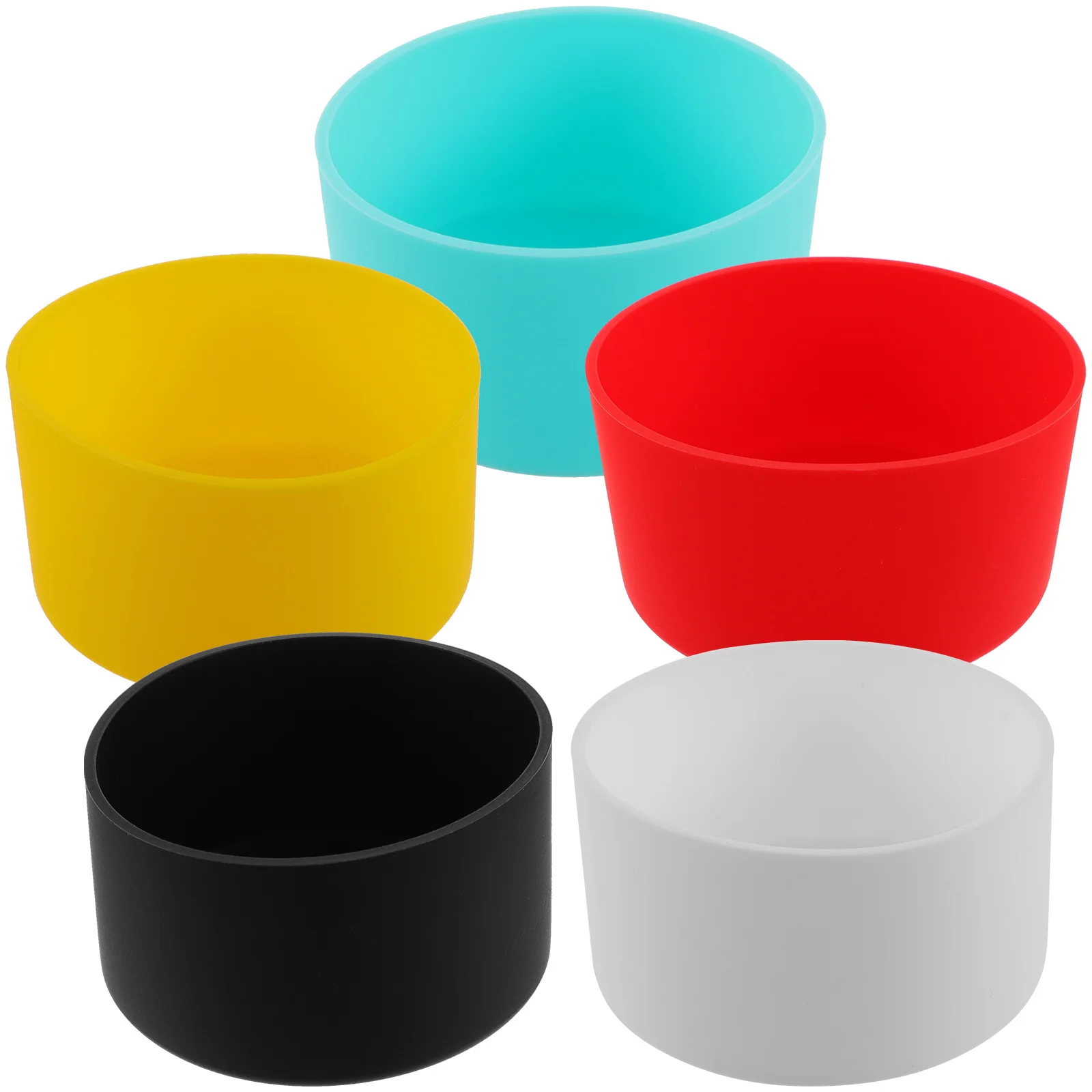 

5pcs Cup Sleeve Base Silicone Bottle Bottom Protector Non-Slip Insulated Reusable Tumbler Cover For Home Outdoor Camping Hiking