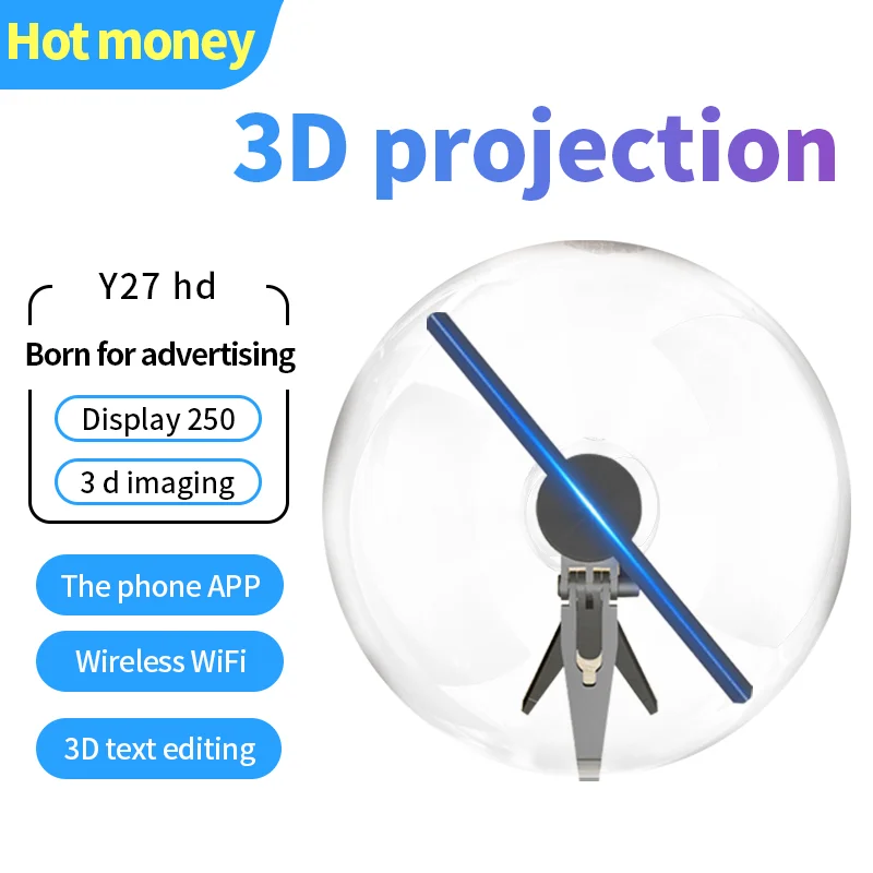 Naked-eye 3D holographic fan projector, aerial stereoscopic imaging, dazzling screen, display 3D photon advertising machine.