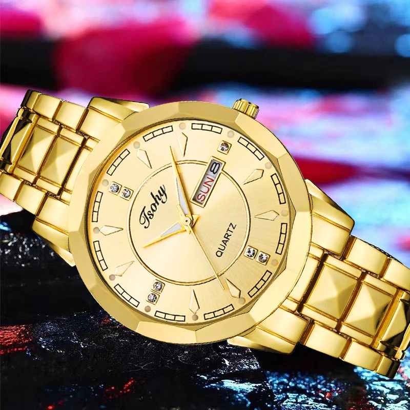 Часы наручные мужские классические, великолепная атмосфера, прочные деловые спортивные с двойным календарем и стальным ремешком, для отдыха