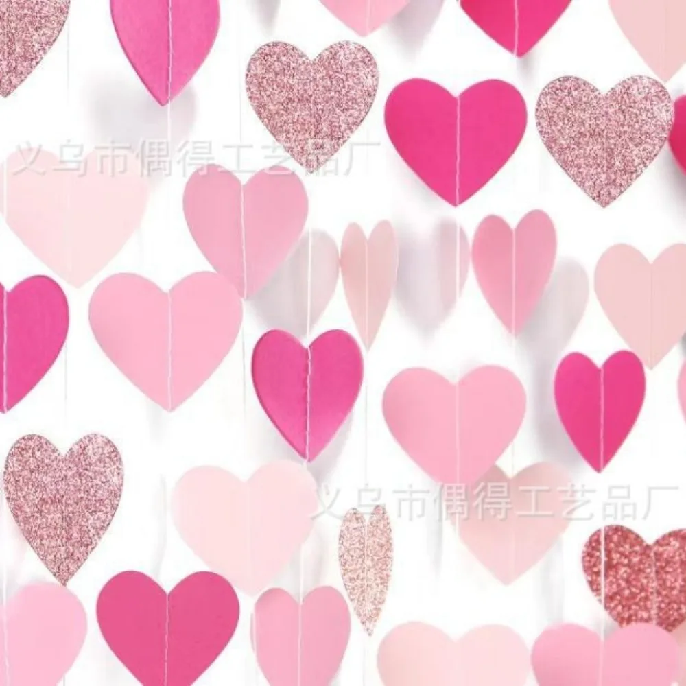 Rose Gold 4m Heart Paper Streamers Hot Stamping Wedding Card Paper Confettis Birthday Baby Shower Wedding Party Supplies