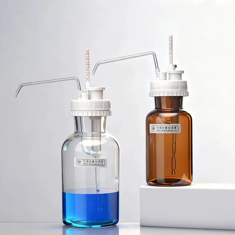 Glass micro-adjusting liquid dispenser, 1ml/5ml, all-glass laboratory pipette, suitable for chemical laboratory supplies.