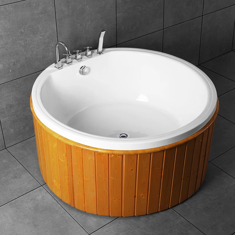 Wooden Bathtub Free Standing Large Round JetWhirlpool Bathtubs Acrylicjacuzz I Bathroom Bathtub Faucets