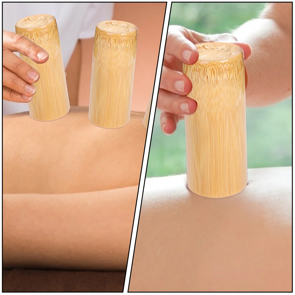 

5pcs Premium Bamboo Cupping Jars Strong Suction Non-Slip Grip Smooth Rim For Body Massage Therapy Home Use Bamboo Fire Cupping