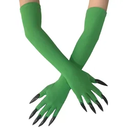 Cool Halloween gloves Green Ghost claws Dress up gloves Fashion black long nails Cosplay Halloween funny gloves C068