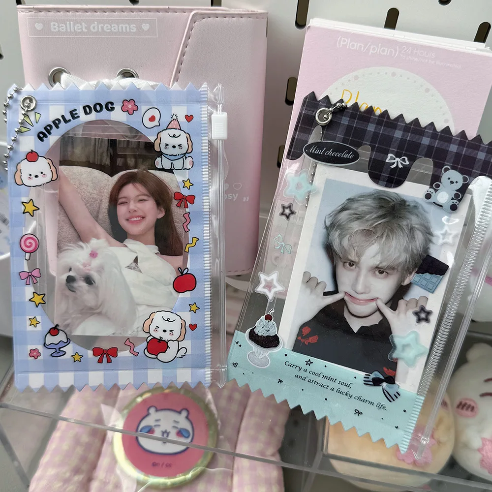 PVC 3 Inch Photocard Zipper Pouch Polaroid Storage Badge Bag Anime Merch Display Pendant Card Case Doll Carrier view 2