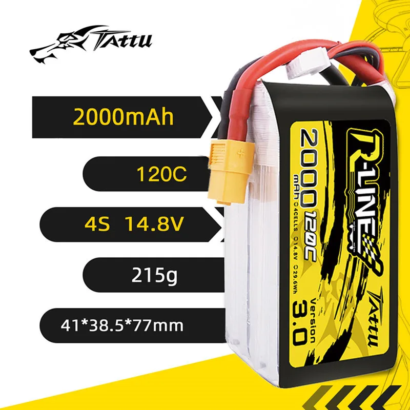 TATTU R-LINE 3.0 2000mAh 120C 14.8V Lipo Battery For RC Helicopter Quadcopter FPV Racing Drone Parts With XT60 Plug 4S Battery