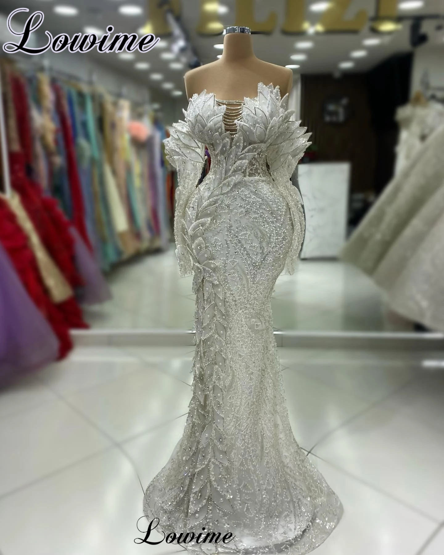 Luxury White Evening Dresses Mermaid Off Shoulder Special Occasion Dresses For Women Robes De Soirée Celebrity Dresses Coutures