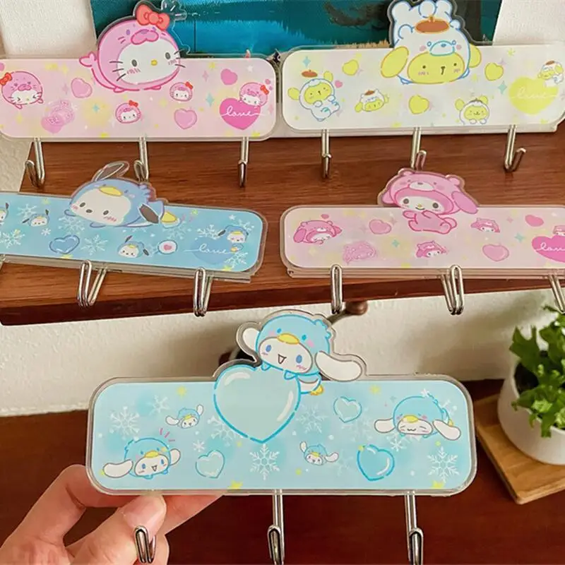 Sanrio HelloKitty Door Hooks Cute Anime Cartoon Cinnamoroll My Melody Bathroom Bedroom No Trace Wall Adhesive Hook Holiday Gifts