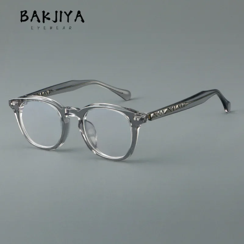 

2025 New Thick Acetate Frame Handmade Retro Square Clear Gray Eyeglasses High Quality Men Optical Prescription Glasses Spectacle