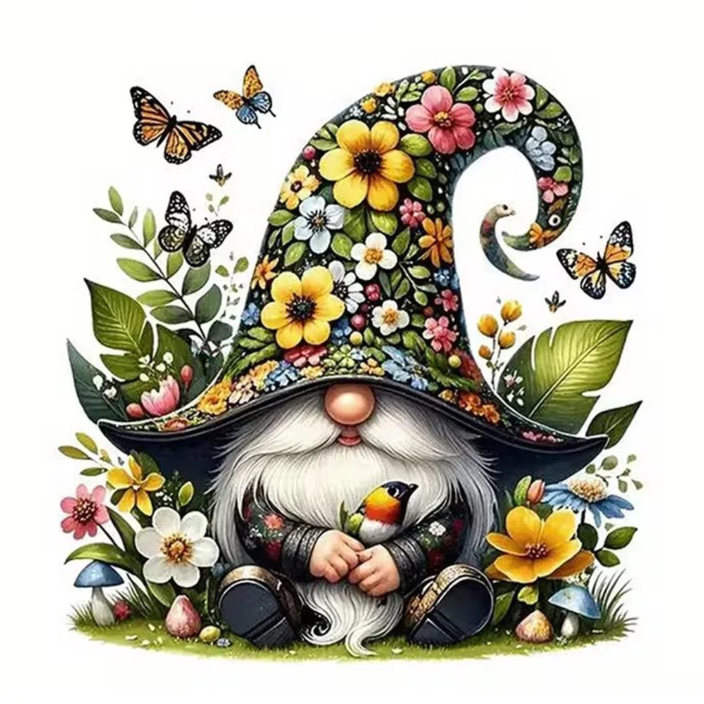 15x15cm Garden Gnome & Butterfly Creative Decorative Stickers, Suitable for a Variety of Scene Decorations, Such As Cars, Trucks